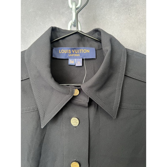Louis Vuitton Size 34 • Uniforms Black Long Sleeve Button Down Blouse Shirt - Picture 3 of 8